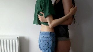 cute lesbian girls make out || real lesbian intimacy